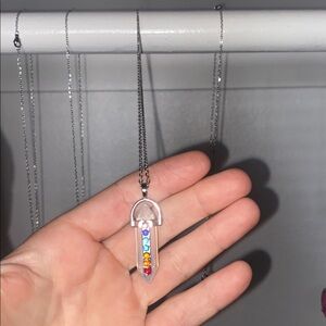 7 CHAKRAS Crystal Pendant on sterling silver chain with Multicolor Stones
